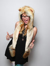 Sunset Lion Hooded Faux Fur