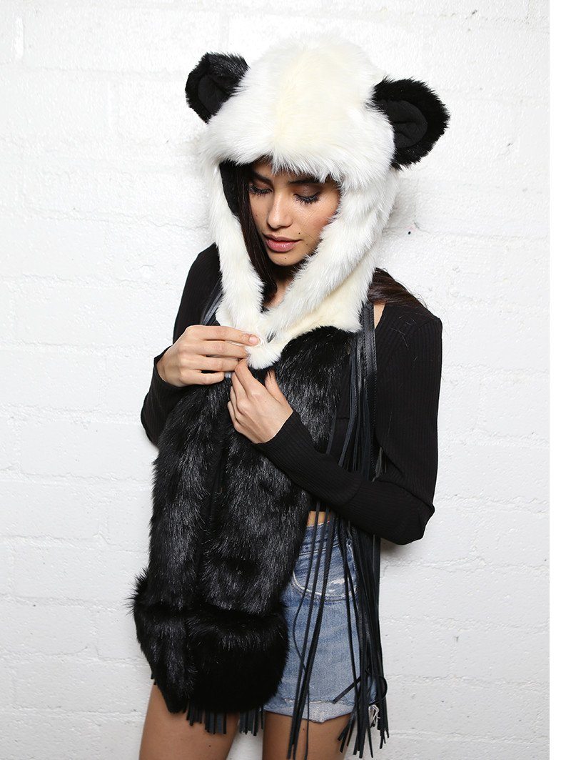 Panda Bear Faux Fur with Hood on Female