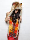 Woman wearing faux fur Sun Kissed Red Fox Collector SpiritHood