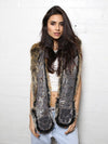 Liner Detail of Faux Fur Red Wolf Snakeskin SpiritHood on Woman