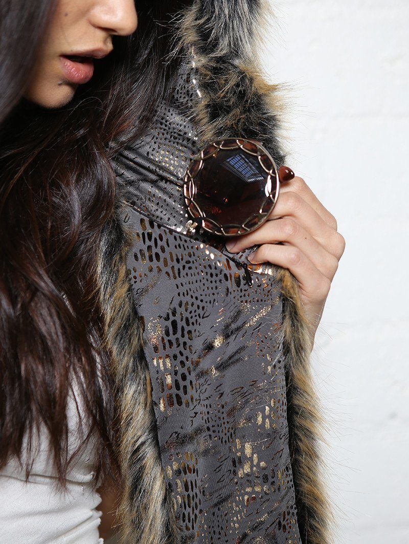 Pocket Detail on Red Wolf Snakeskin SpiritHood