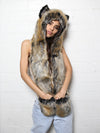 Faux Fur Red Wolf Snakeskin SpiritHood on Woman