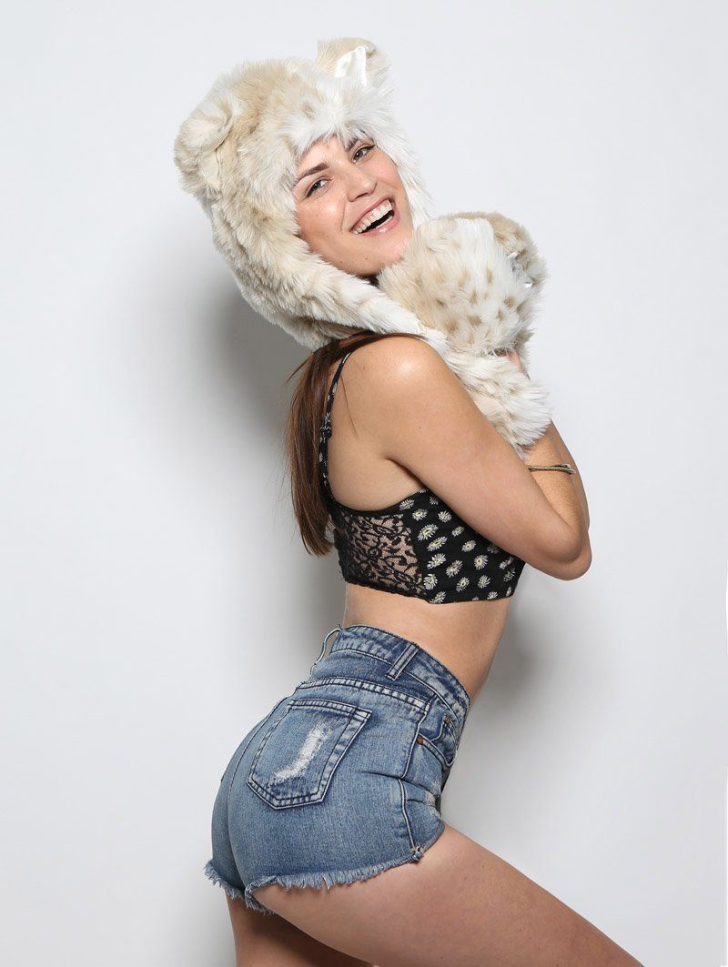 Snow Leopard Faux Fur with Hood