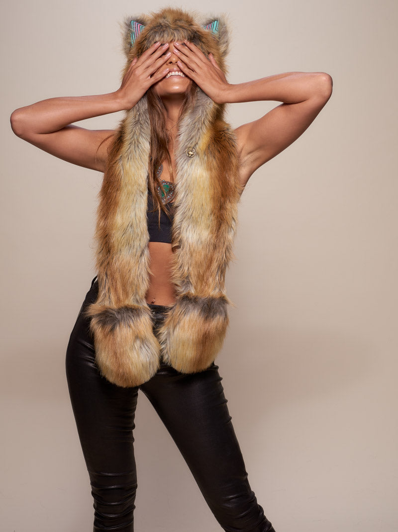 Hooded Faux Fur Red Fox Collector Edition SpiritHood Unisex on Woman