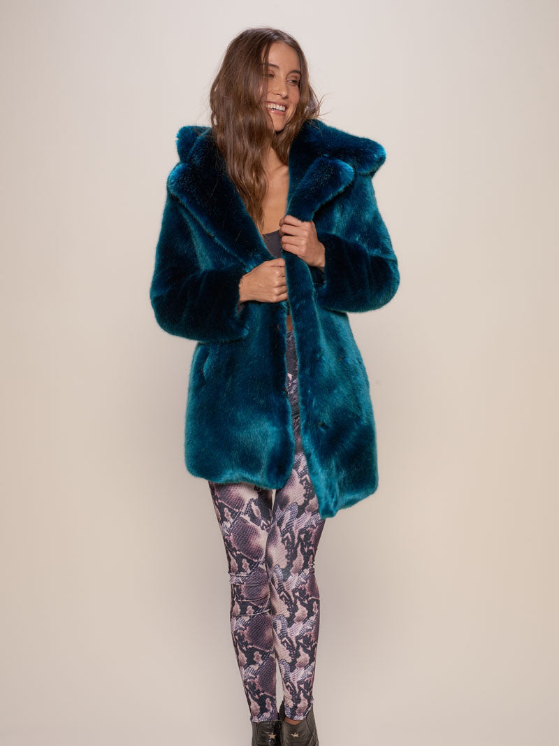 Woman wearing Royal Wolf Luxe Classic Faux Fur Coat, front view 2