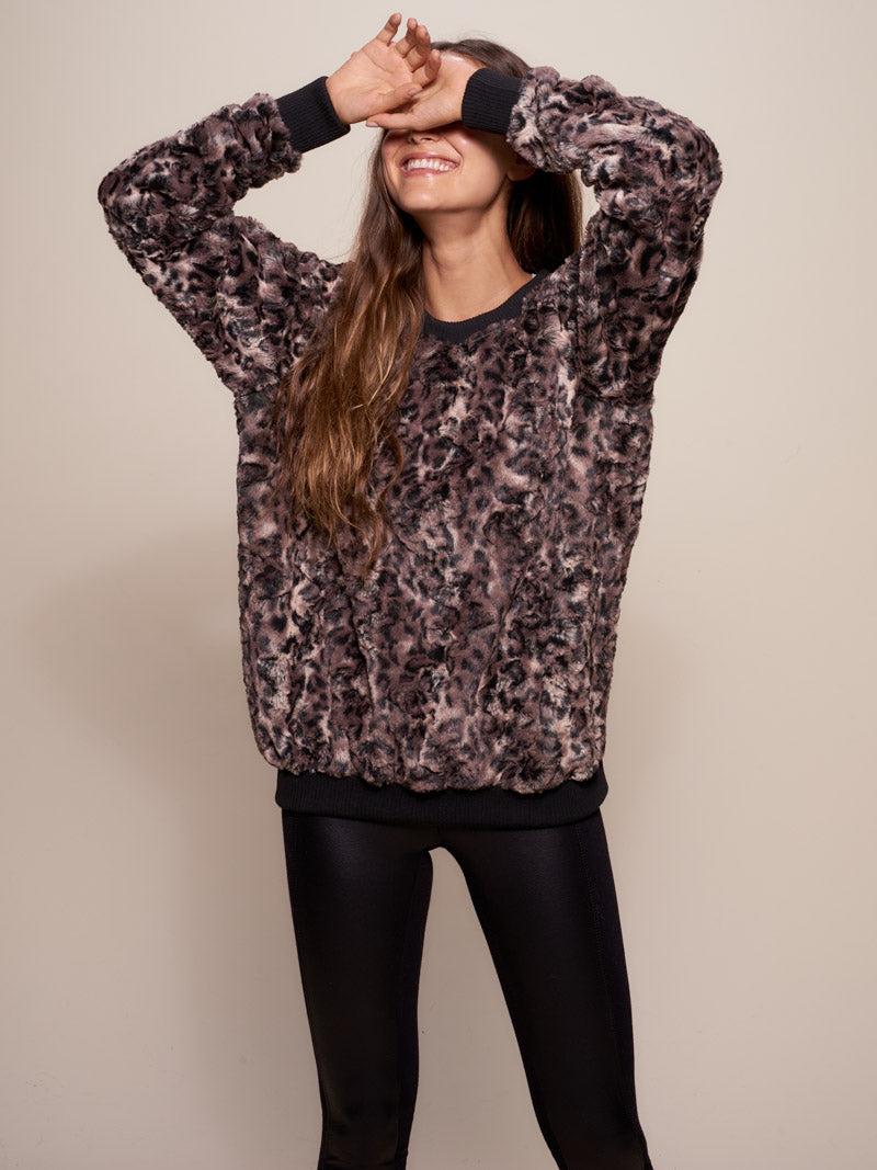 Woman wearing Bobcat Brown Luxe Sweater, front view 1