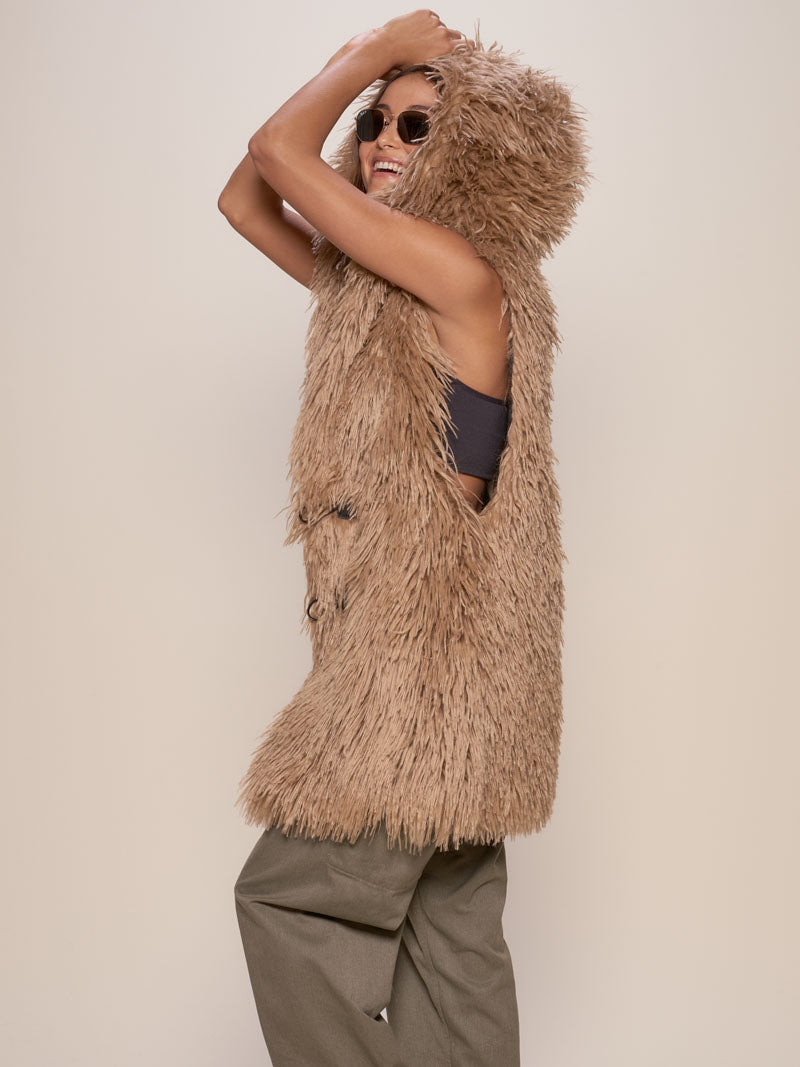 Tan Alpaca Faux Fur Vest for Women