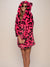 Woman wearing Neon Pink Leopard Classic Faux Fur Coat, front view 3