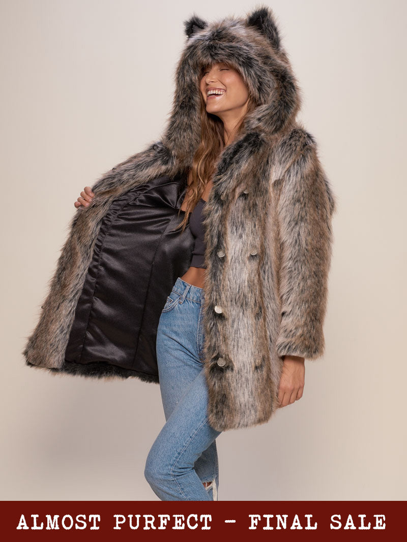 *Almost Purfect* Classic Grey Wolf Faux Fur Coat - SpiritHoods