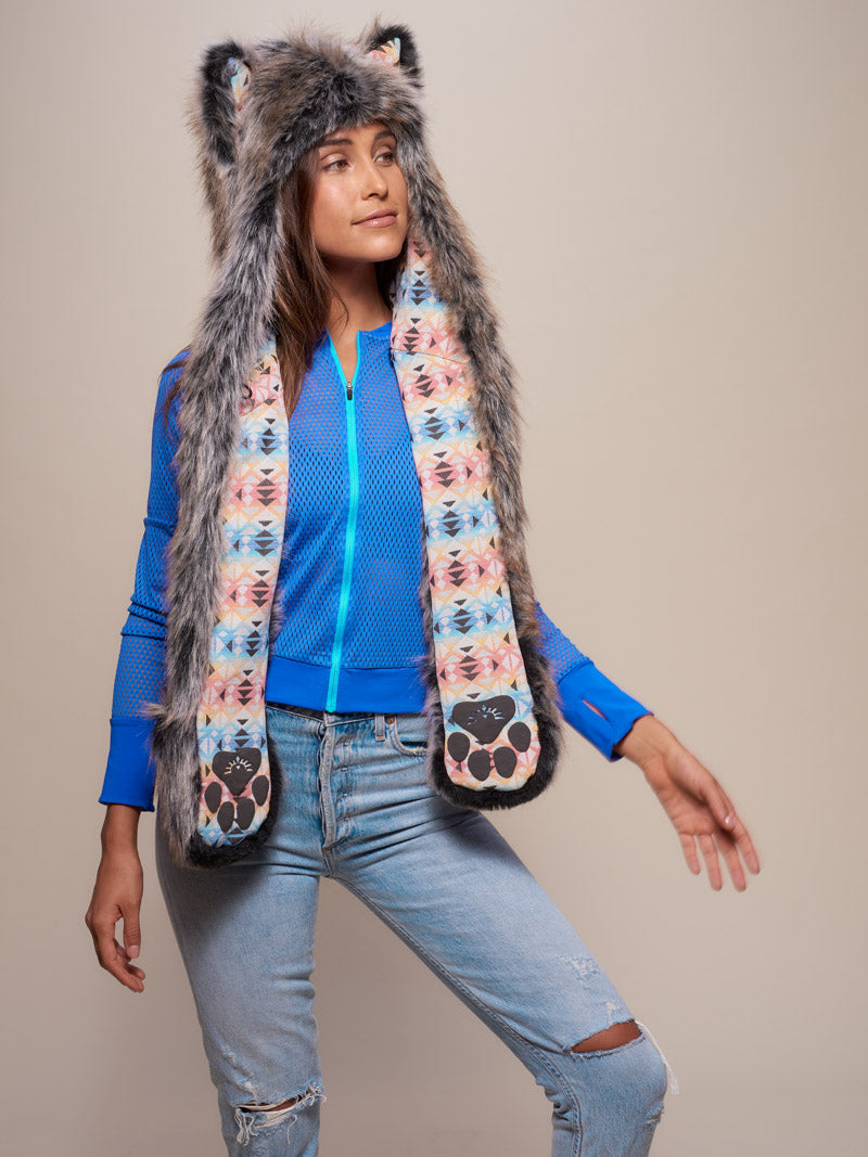 Exterior and Interior View of Unisex Grey Wolf Collector Edition SpiritHood 