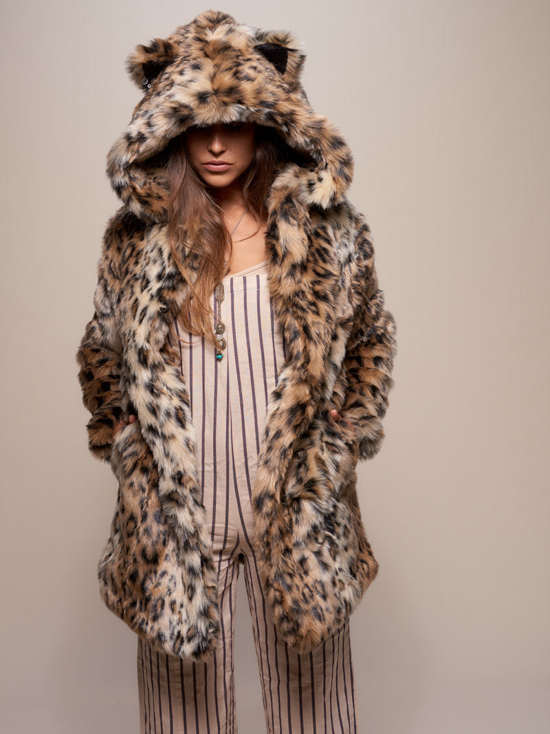 Classic Leopard Faux Fur Coat with Hood