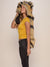Woman wearing Caspian Tiger Collector Edition Faux Fur Hood, side view 1