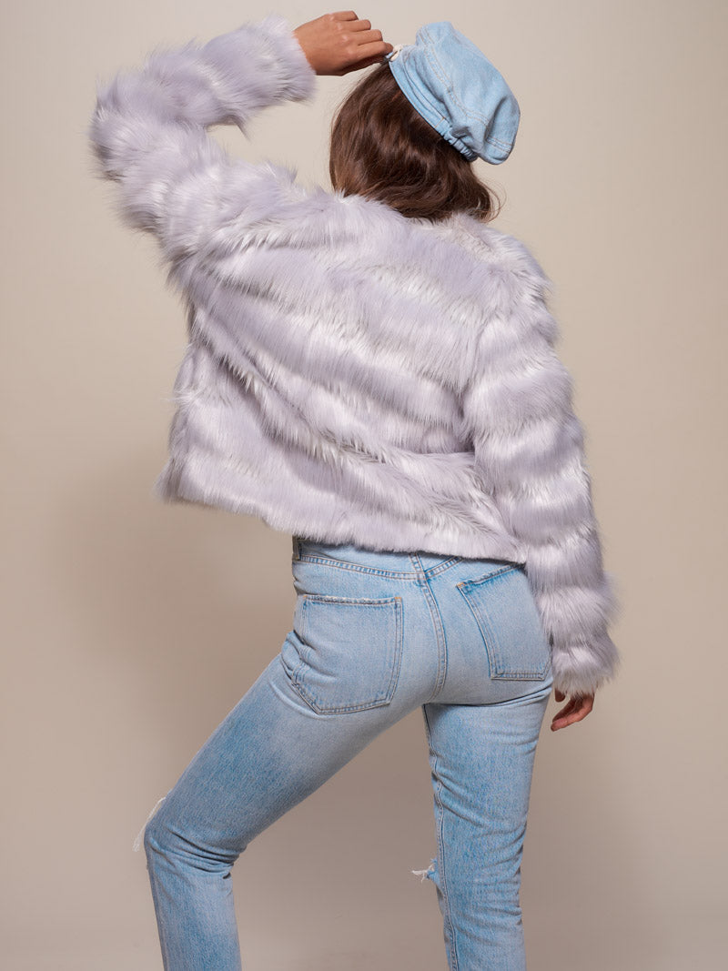 Back View of Tundra Fox Faux Fur Bomber
