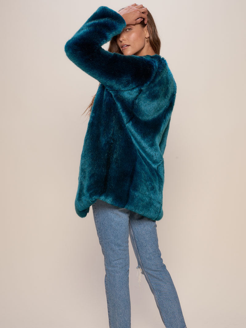 Luxe V-Neck Royal Wolf Faux Fur Coat