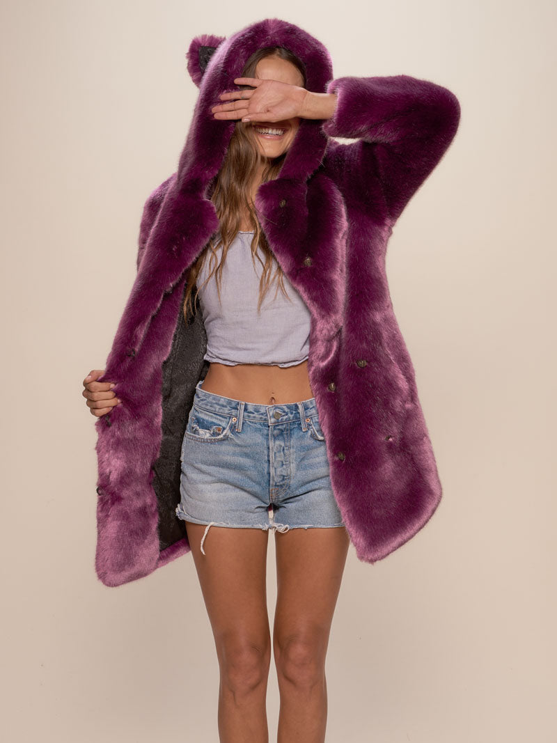 Woman wearing Lavender Wolf Luxe Classic Faux Fur Coat