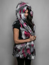 Hooded Faux Fur Vest with Whimsical Alpaca Design