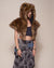 Faux Fur Shawl with Hood in Grizzly Bear Design on Woman