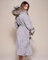 Back View of Wolverine Faux Fur Robe with Hood