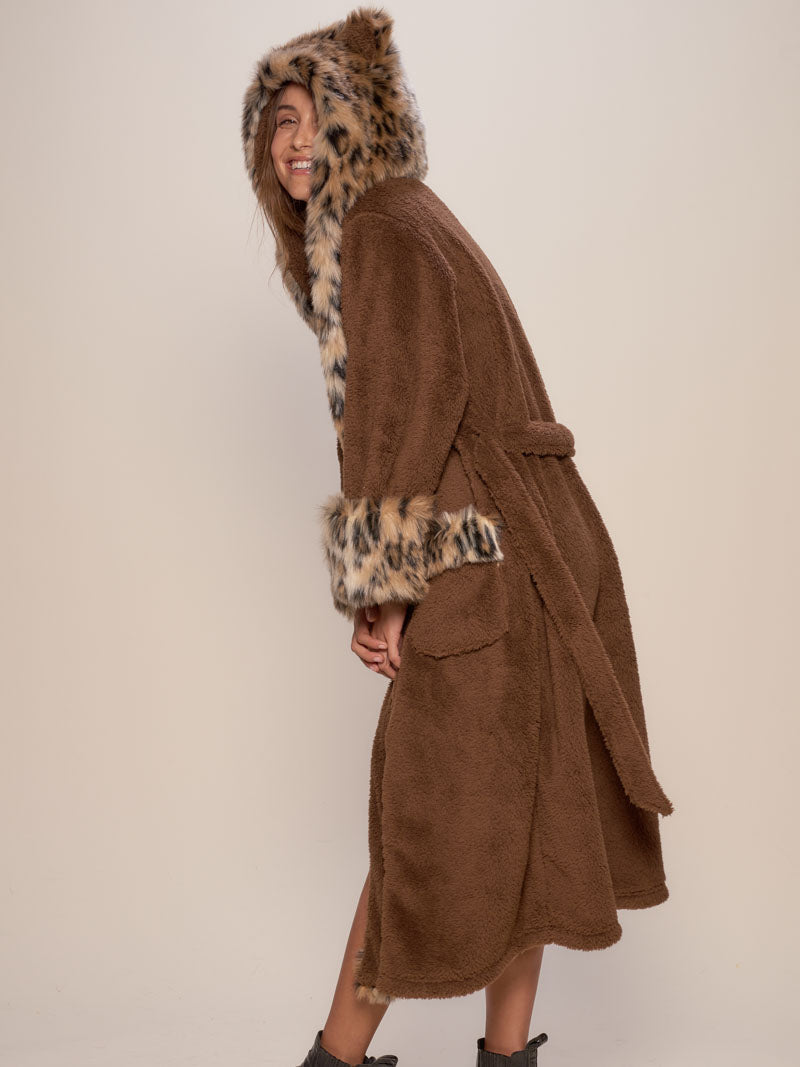 Classic Leopard Hooded Faux Fur House Robe 