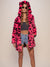 Woman wearing Neon Pink Leopard Classic Faux Fur Coat, front view 1