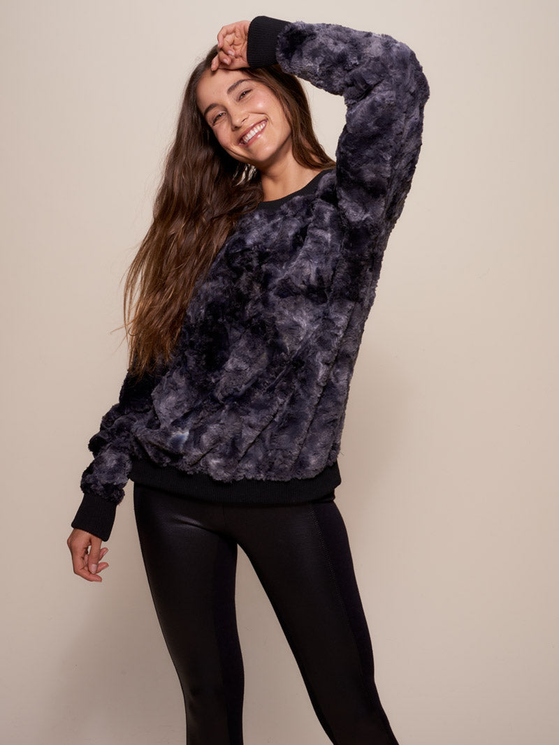 Brunette Model Wearing Shark Luxe Sweater for Women