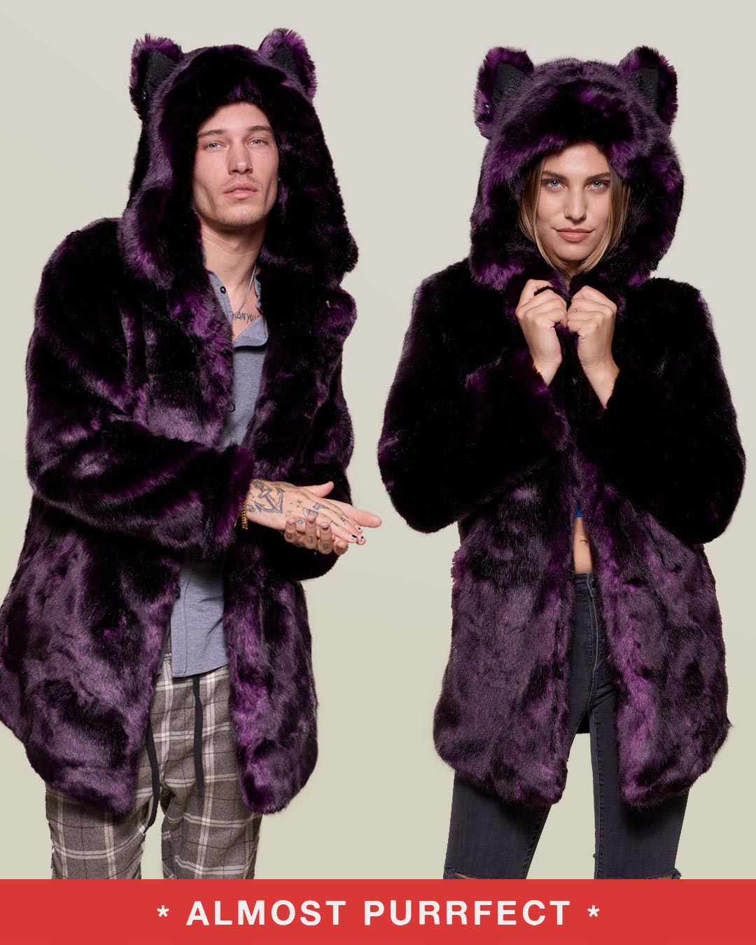 *Almost Purfect* Classic Midnight Wolf Luxe Faux Fur Coat - SpiritHoods