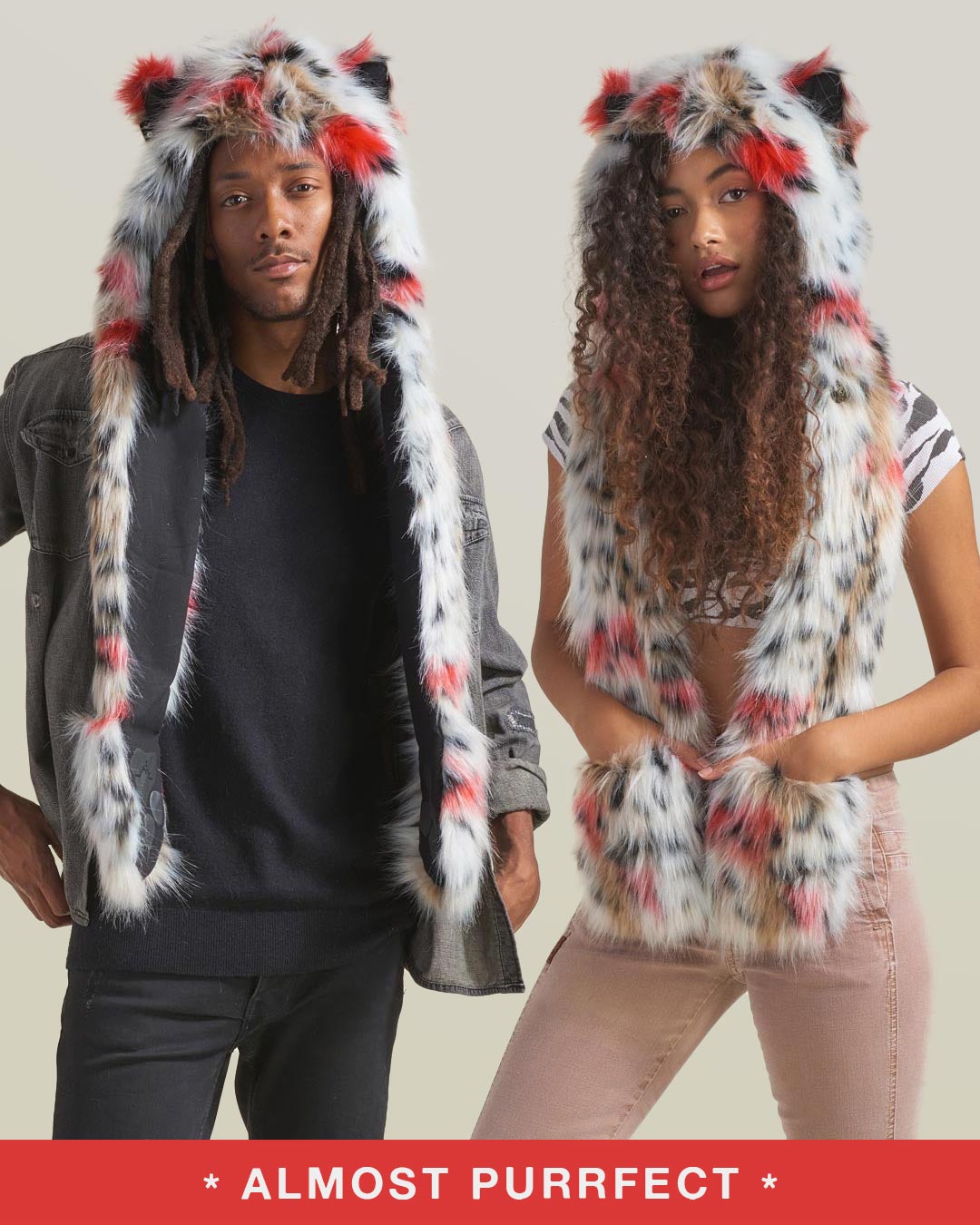*Almost Purfect* Strawberry Leopard Faux Fur Hood - SpiritHoods