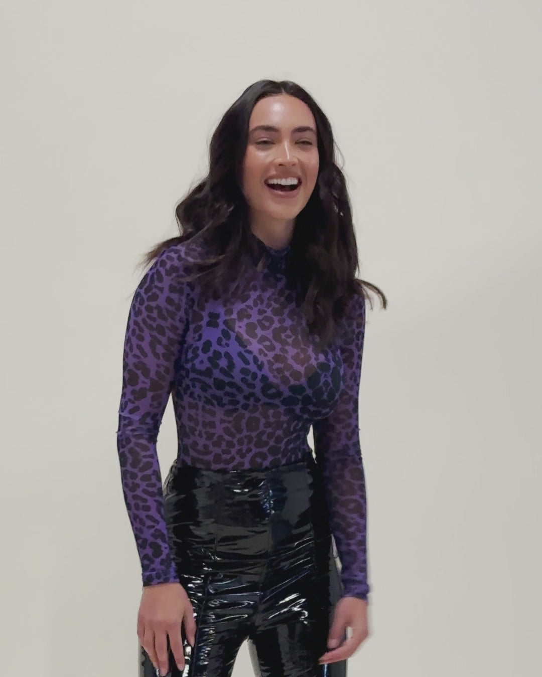 Violet Panther Mesh Long Sleeve Bodysuit | Women's