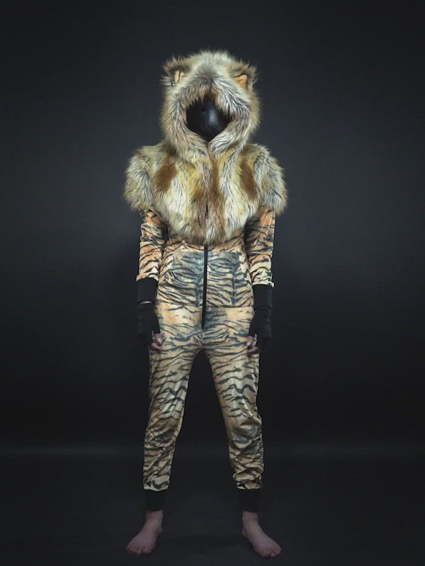 Pijama Onesie De Animal Para Hombre - Vellón Coral Suave, Diseños 3D (tigre, Gorila), Tallas S/M A L/XL