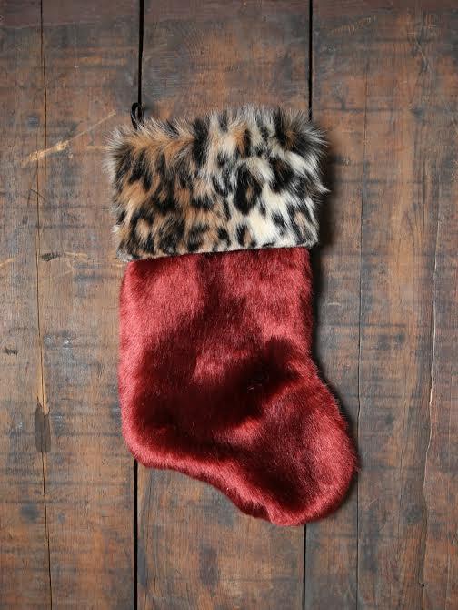 Festive Faux Fur Howliday Spirit Stocking 
