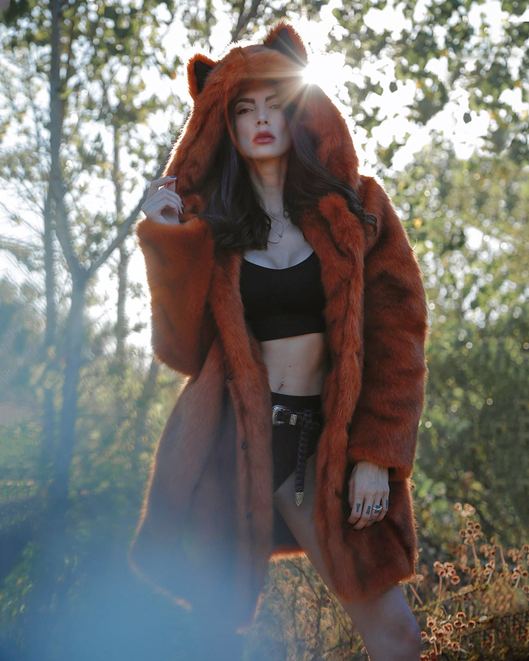 Amber VAMP Wolf Artist Edition Faux Fur Coat on Female