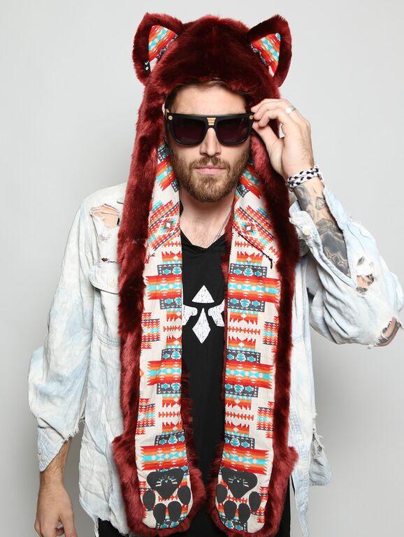 Man wearing Fire Wolf 2.0 Collectors Edition Faux Fur SpiritHood