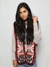 Woman wearing faux fur Fire Wolf 2.0 Collectors Edition SpiritHood, front view 3