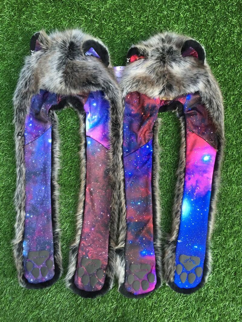 Two faux fur Black Milk Galaxy Wolf Collectors Edition SpiritHoods
