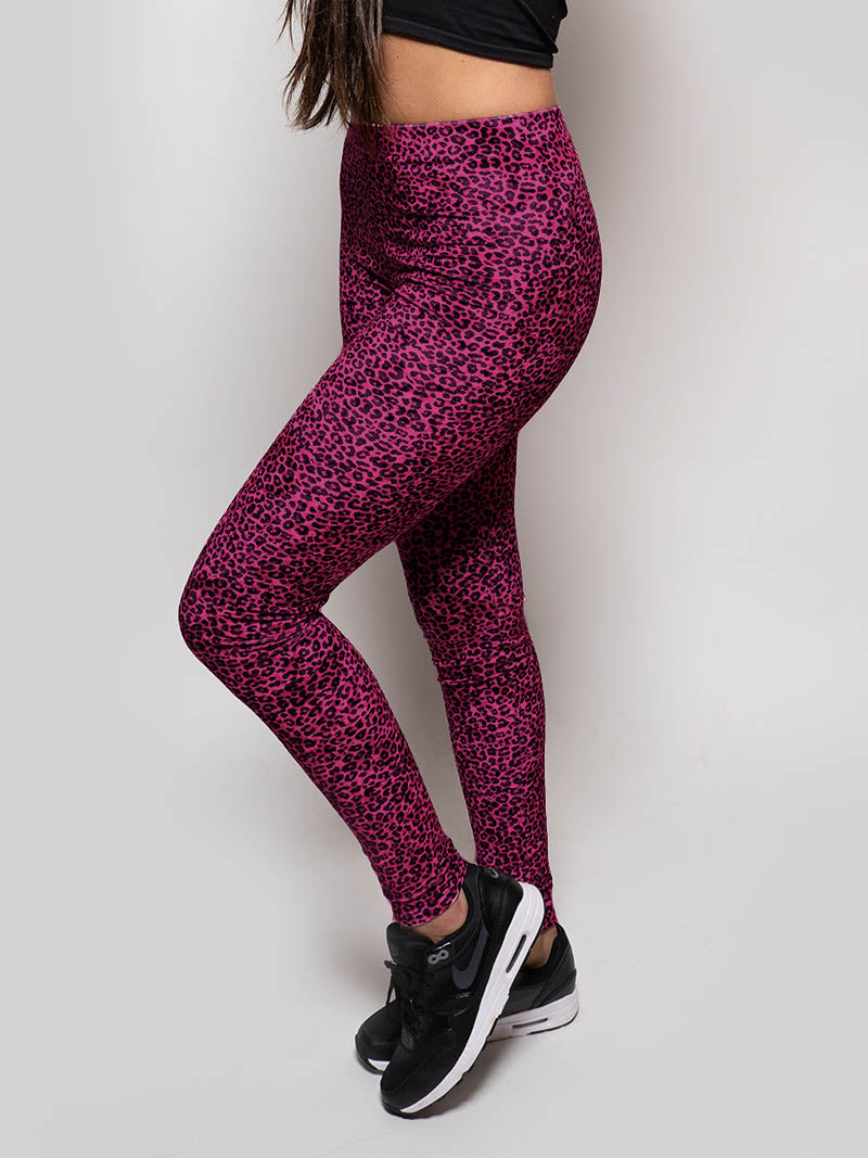 Leopard Velvet Leggings on Female Model