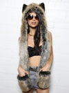 Woman Wearing Red Wolf HB3 SpiritHood