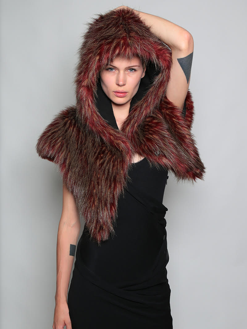 Phoenix Shawl Faux Fur on Female Model