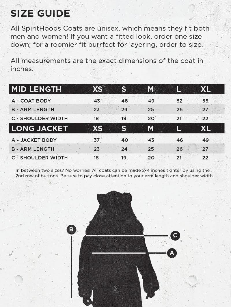 Faux Fur BlackMilk Galaxy Grey Wolf Coat, size guide