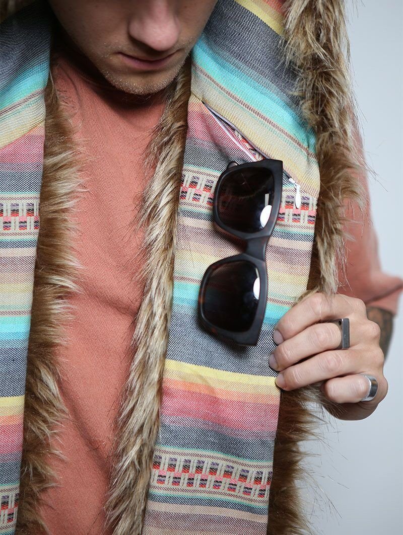 Man wearing Brown Bunny Collectors Edition Faux Fur SpiritHood, front view 1