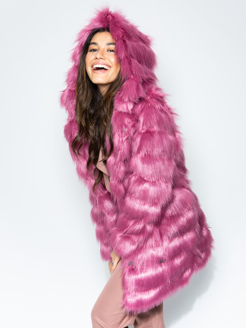 Rose Finch Collector Edition Faux Fur Coat on Woman