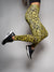 Velvet Leggings for Women with Neon Yellow Cheetah Design