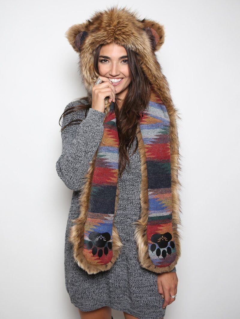 Faux Fur Hood Italy Bear Bundle *Unisex* on Female Model