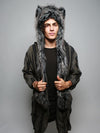 Man wearing faux fur Night Fox Italy SpiritHood, front view