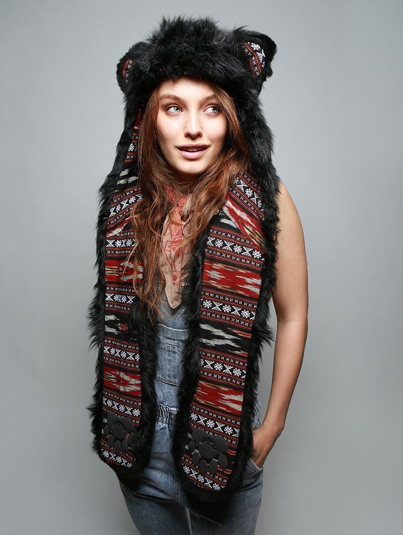 Woman wearing Faux Fur Black Bear SpiritHood