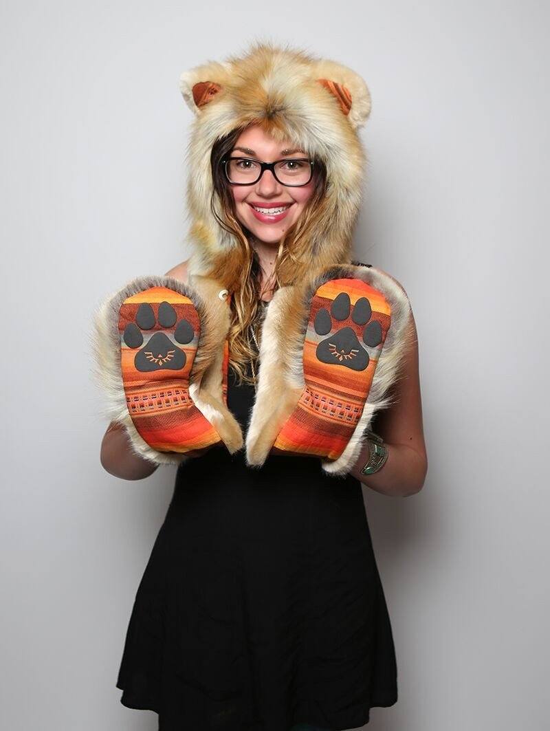 Golden Brown Sunset Lion SpiritHood on Female