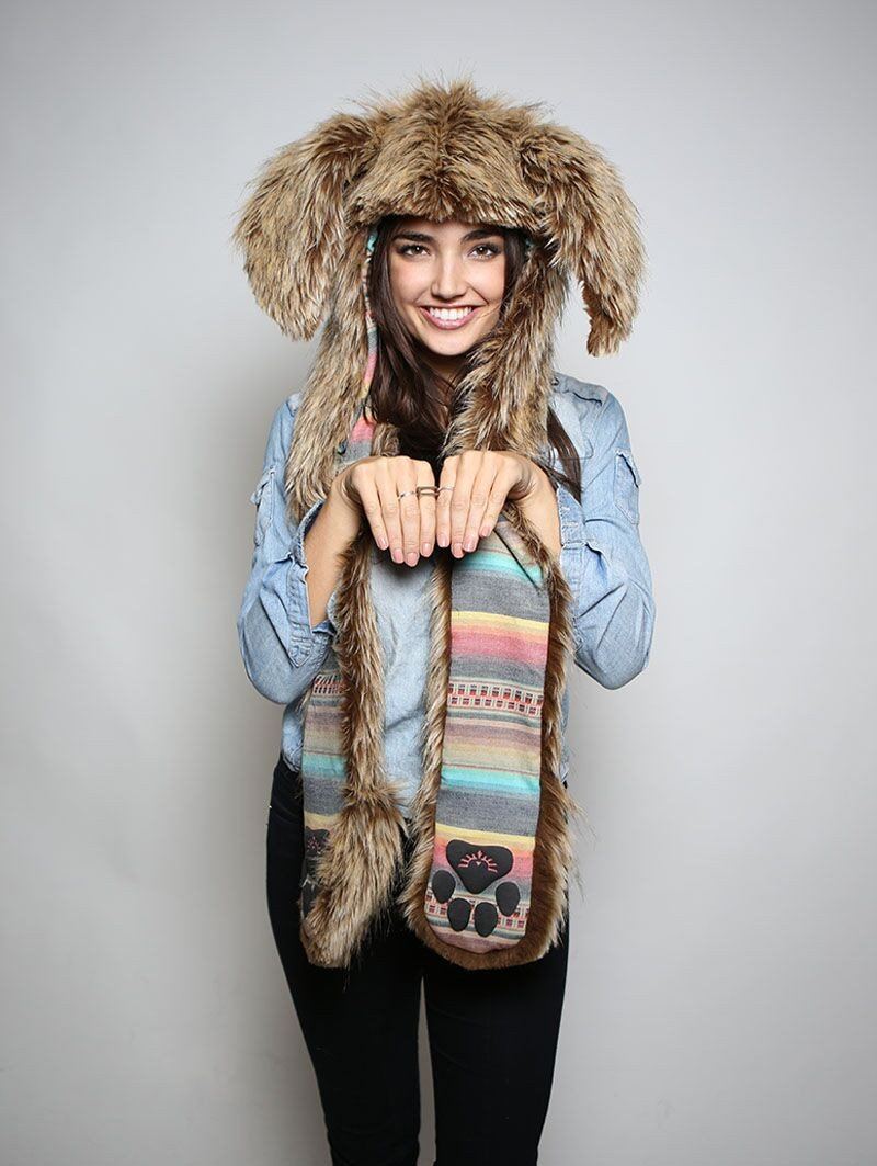 Woman wearing Brown Bunny Collectors Edition Faux Fur SpiritHood