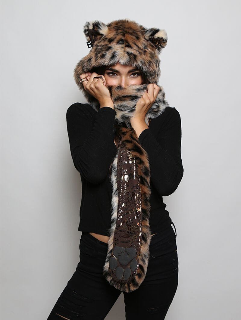 Exterior and Interior View of Leopard Snake SpiritHood in Leopard Snake + Siberian Snow Leopard Bundle *Unisex* 