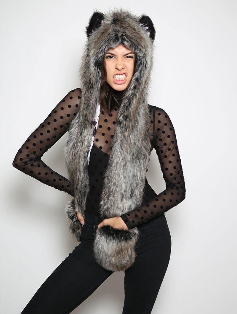 New Moon Grey Wolf Collector Faux Fur with Hood