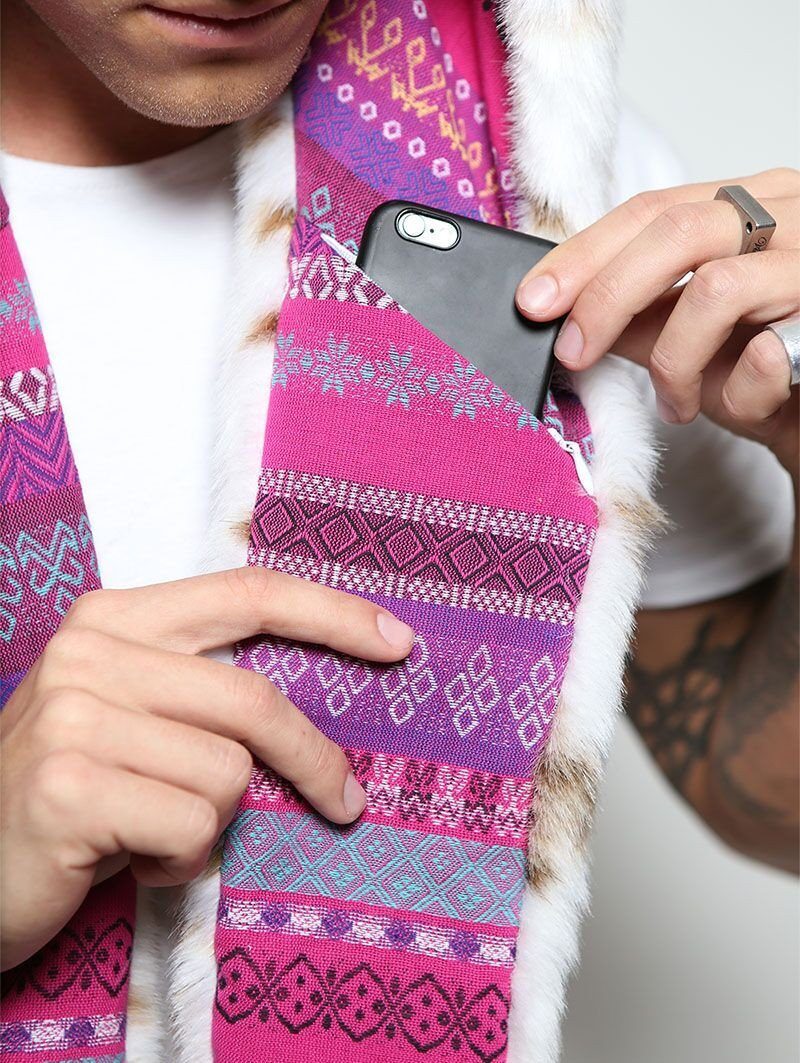 Close Up of Inner Pocket on Siberian Snow Leopard Collector SpiritHood