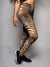 Closer Front View of Women's Velvet Tiger Leggings Made with Poly-Velvet